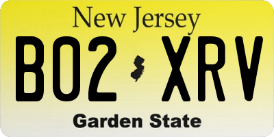 NJ license plate B02XRV