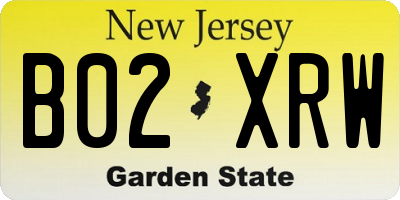 NJ license plate B02XRW