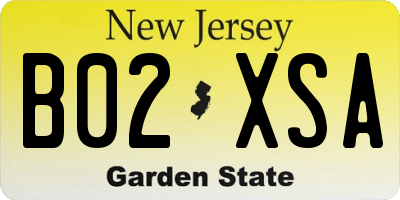 NJ license plate B02XSA