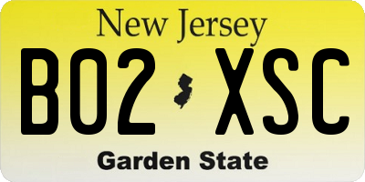 NJ license plate B02XSC