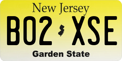 NJ license plate B02XSE