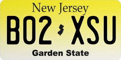 NJ license plate B02XSU