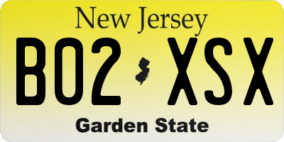 NJ license plate B02XSX