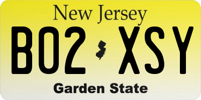 NJ license plate B02XSY