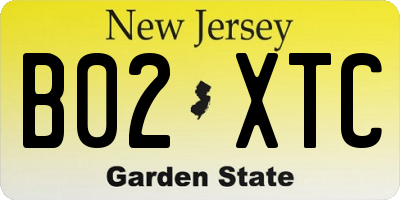 NJ license plate B02XTC