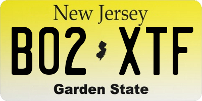 NJ license plate B02XTF