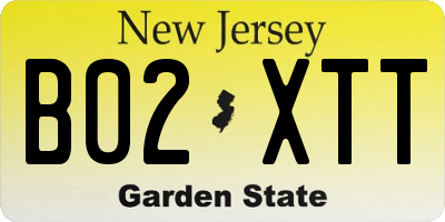 NJ license plate B02XTT