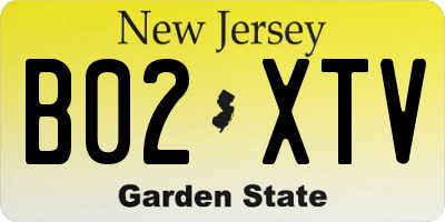NJ license plate B02XTV