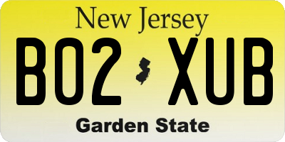 NJ license plate B02XUB