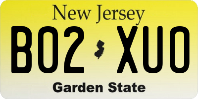 NJ license plate B02XUO