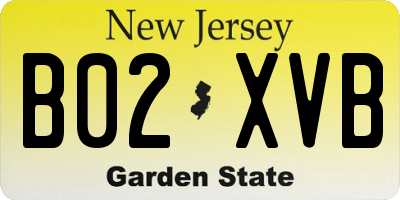 NJ license plate B02XVB