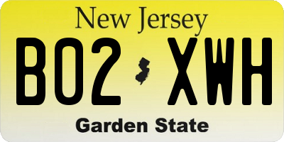 NJ license plate B02XWH