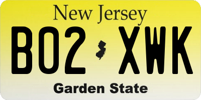 NJ license plate B02XWK