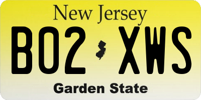 NJ license plate B02XWS
