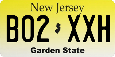 NJ license plate B02XXH