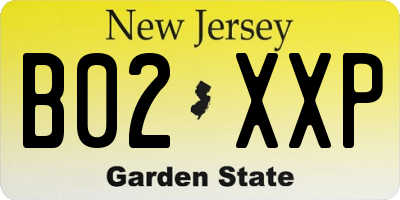 NJ license plate B02XXP