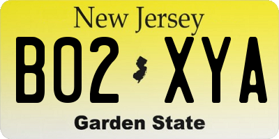 NJ license plate B02XYA