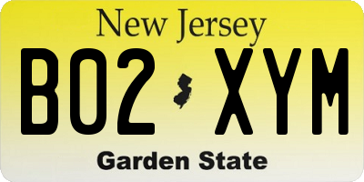 NJ license plate B02XYM