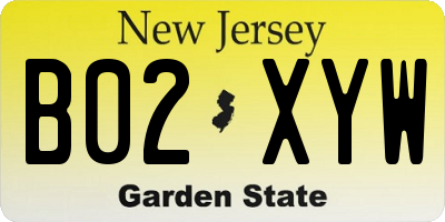 NJ license plate B02XYW