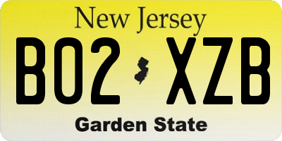 NJ license plate B02XZB
