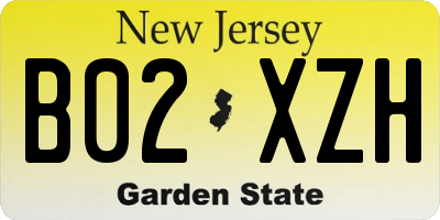 NJ license plate B02XZH