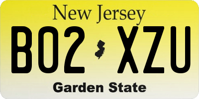 NJ license plate B02XZU