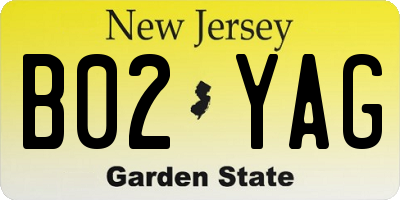 NJ license plate B02YAG