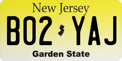 NJ license plate B02YAJ