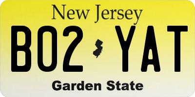 NJ license plate B02YAT