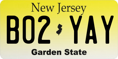 NJ license plate B02YAY