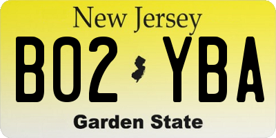 NJ license plate B02YBA