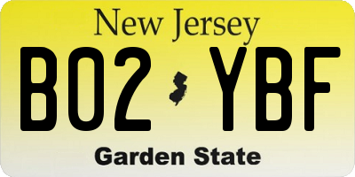 NJ license plate B02YBF