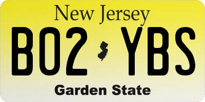 NJ license plate B02YBS