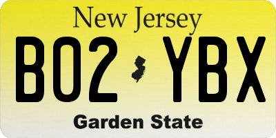 NJ license plate B02YBX