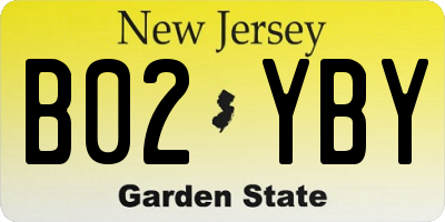 NJ license plate B02YBY