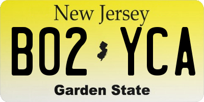 NJ license plate B02YCA