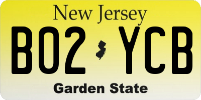 NJ license plate B02YCB