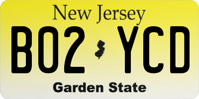 NJ license plate B02YCD