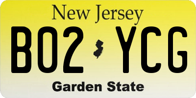 NJ license plate B02YCG