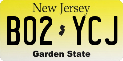 NJ license plate B02YCJ