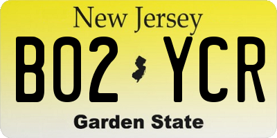 NJ license plate B02YCR