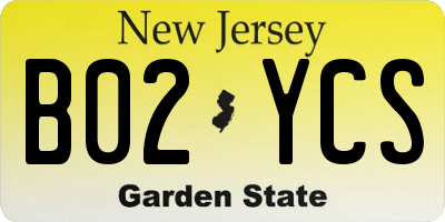 NJ license plate B02YCS