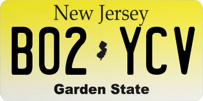 NJ license plate B02YCV