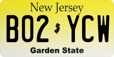 NJ license plate B02YCW