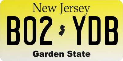 NJ license plate B02YDB