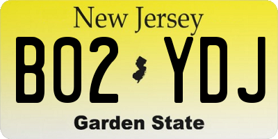 NJ license plate B02YDJ