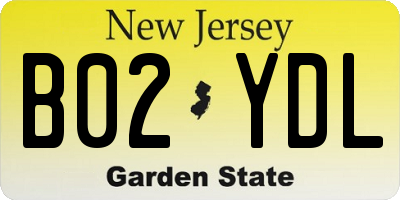 NJ license plate B02YDL