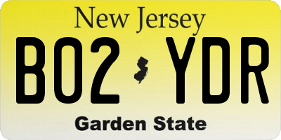 NJ license plate B02YDR