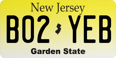 NJ license plate B02YEB