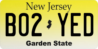 NJ license plate B02YED